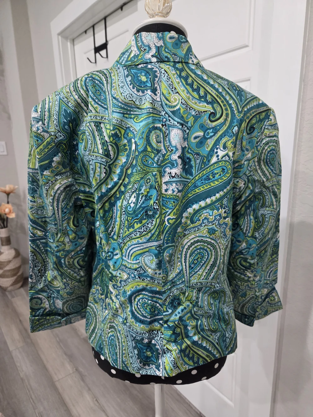 Worthington Vintage Teal & Green Paisley Lightweight Jacket Size Large